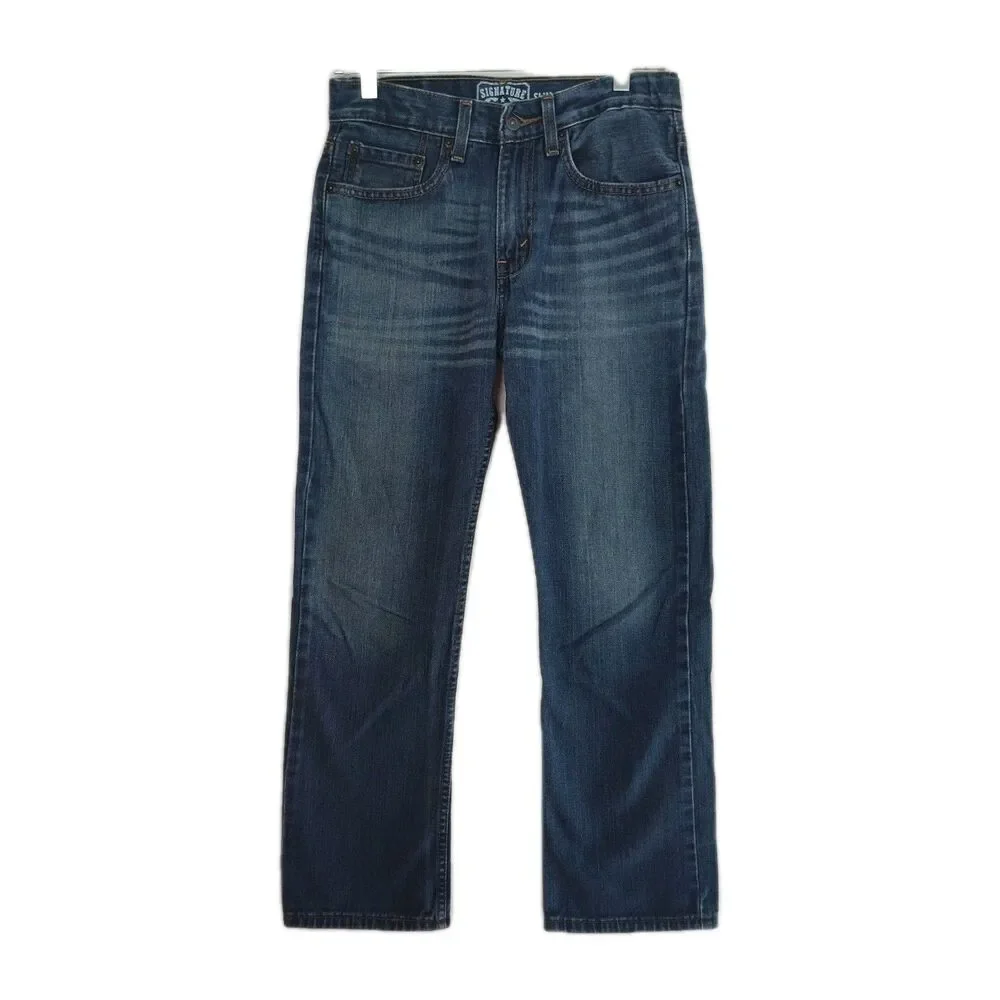 Levi's Signature Slim Straight jeans, boy's youth 16 reg, blue, Adjustable Waist